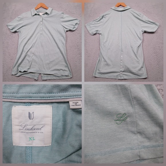 Linksoul John Ashworth & Co Tops - LinkSoul John Ashworth Polo Shirt Womens XL Light Green Button Back Golf Top